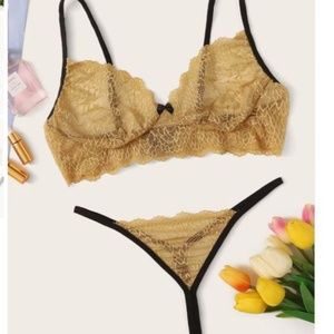 Yellow Ochre Lace Lingerie Set